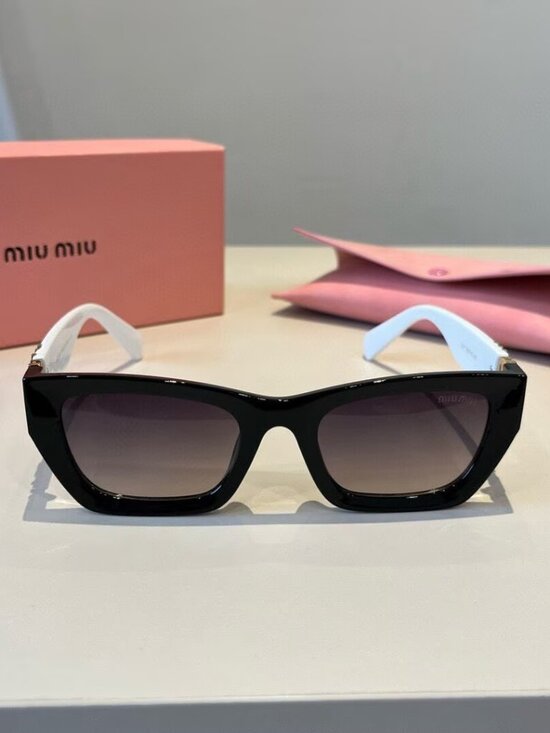 Miu Miu Black Front White Temple Cat- Eye Sunglassos main image 7